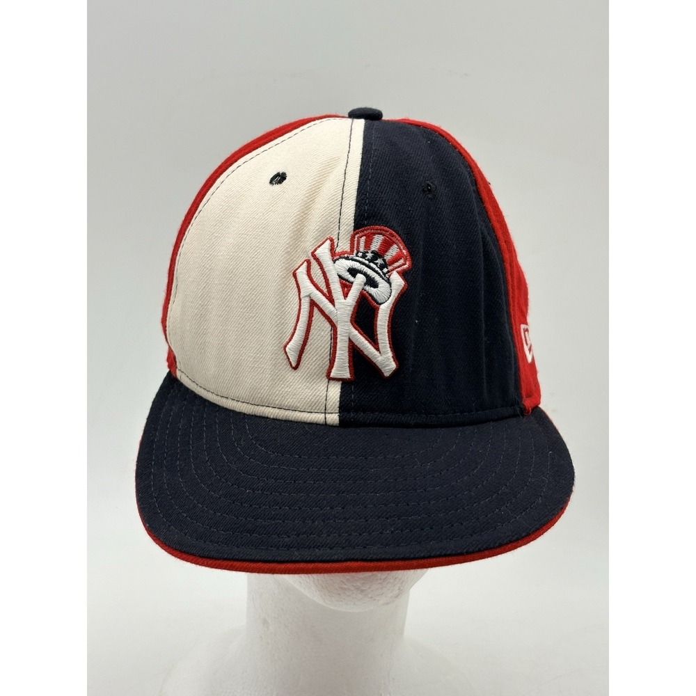 Vintage New Era 59FIFTY NY Yankees Colorblock Liberty Fitted Hat 7 1/4 USA Wool